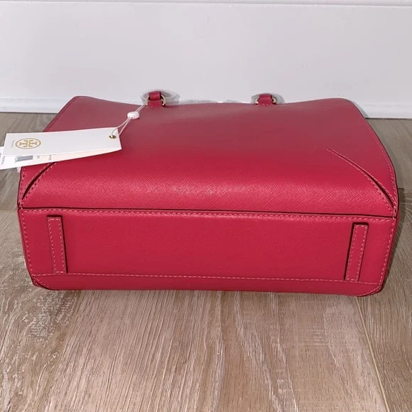 NWT Tory Burch Robinson Small Zip Tote Dark Peony - Picture 6 of 12